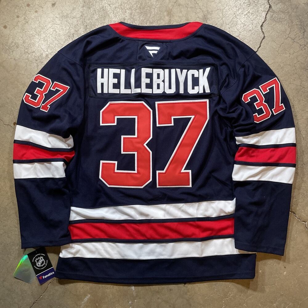 #37 NWT Connor Hellebuyck BLUE Winnipeg Jets JERSEY NEW 50 Sewn
